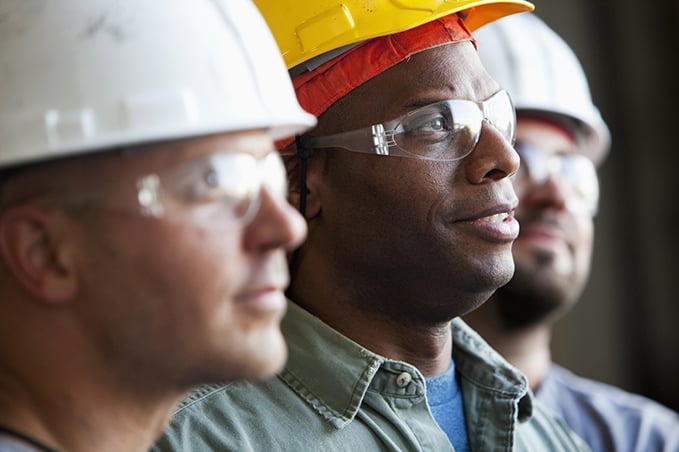 Close up of construction workers