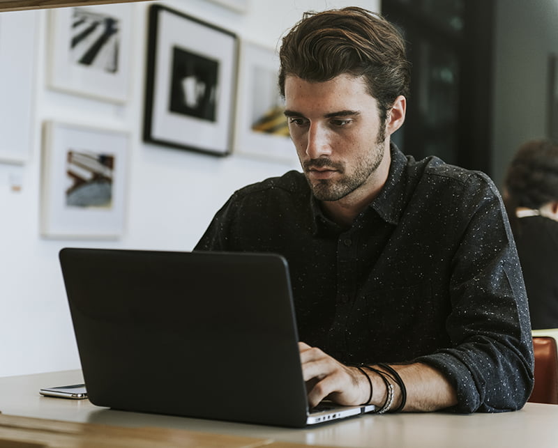 Man working on a laptop