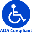 ADA compliant accessibility icon with wheelchair symbol inside a blue circle